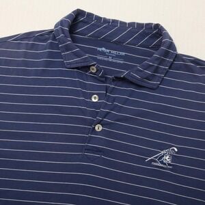Peter Millar Polo Shirt Mens Medium Blue White Stripe Seaside Midland Hills CC